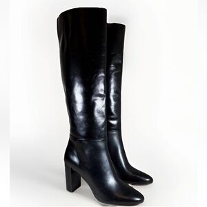 Kate Spade Colby Tall Leather High-Heel Boots Black Size 9.5B NEW